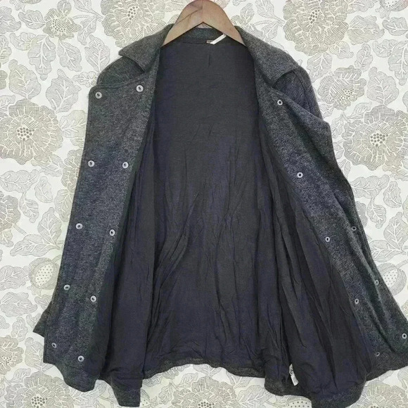 Free People Linen Blend Womens XS Gray Double Breasted Coat Jacket With Pockets - Picture 3 of 7